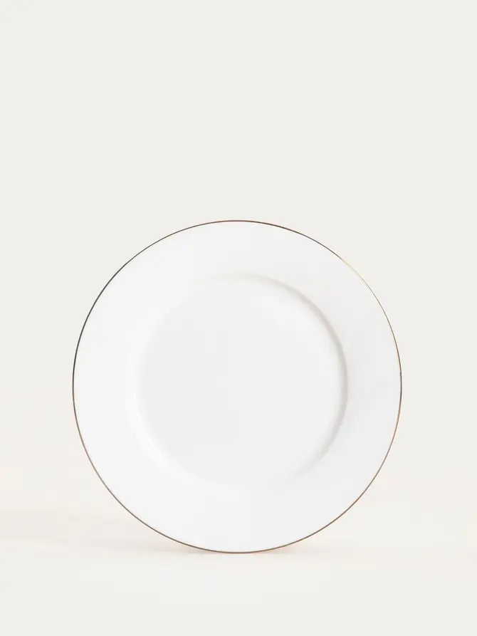 Talerz AUROO porcelanowy deserowy ze złotą obwódką 19 cm