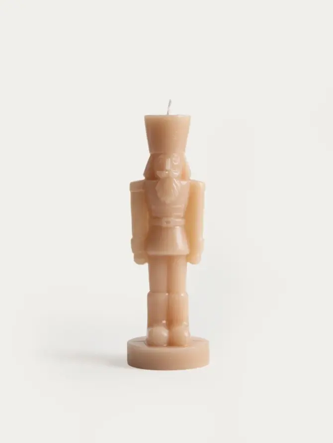Świeca dekoracyjna NUTCRACKER dziadek do orzechów beżowy 150 g