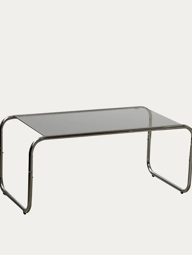 Stolik kawowy VELLUTO chromowany szklany szary 80x40x36 cm