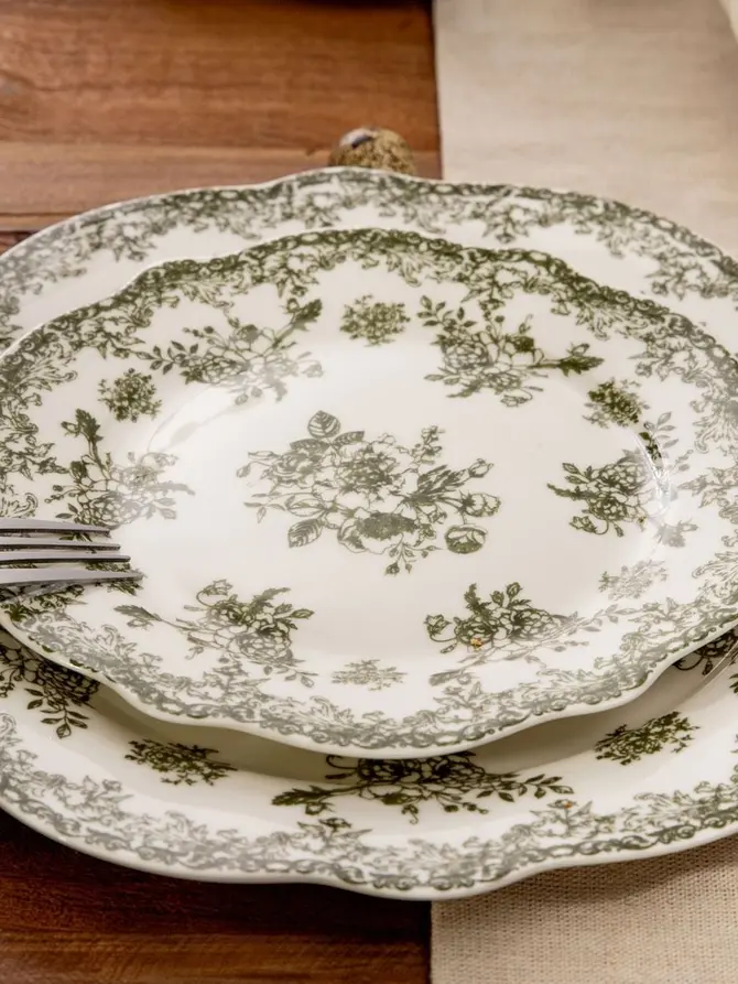 Talerz LOURRY porcelanowy deserowy zielony 19 cm