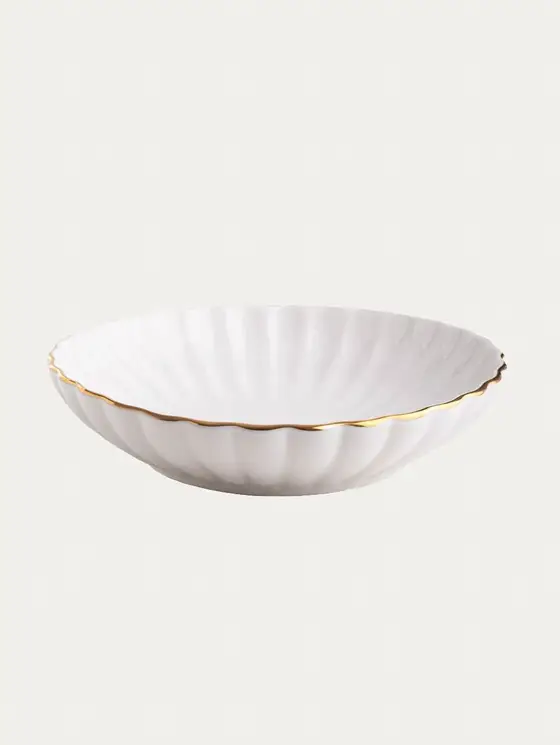 Talerz MELIDA porcelanowy głęboki ze złotą obwódką 20 cm