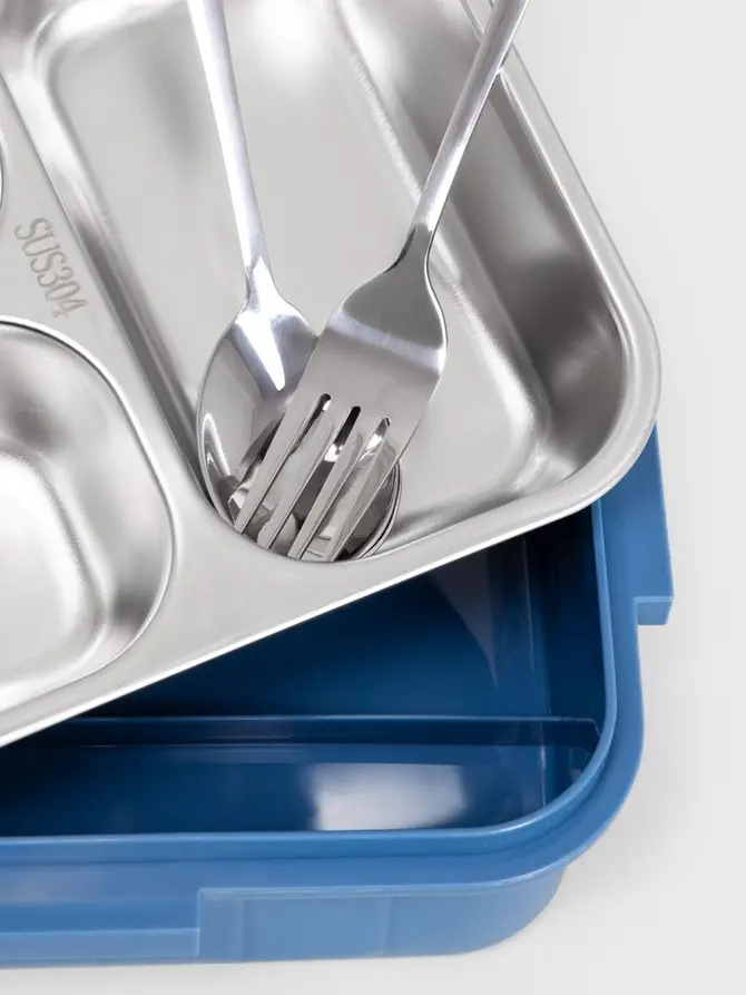 Lunchbox B2 DELVOR 3 elementy niebieski 0,75l