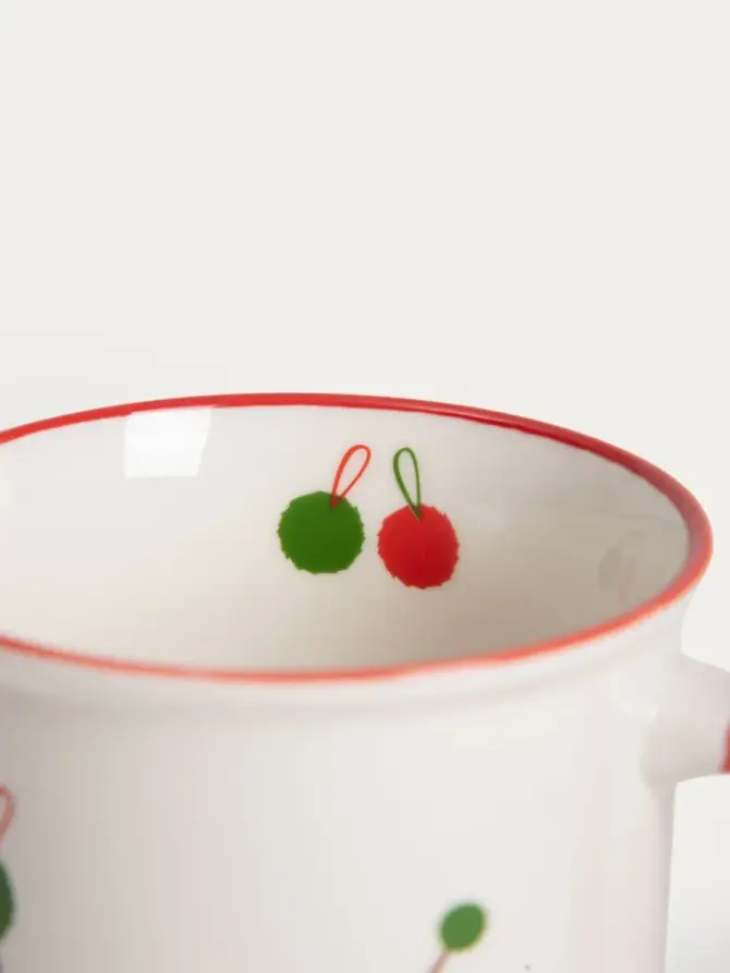 Kubek RINGI porcelanowy z jamnikiem i bombkami 0,4 l