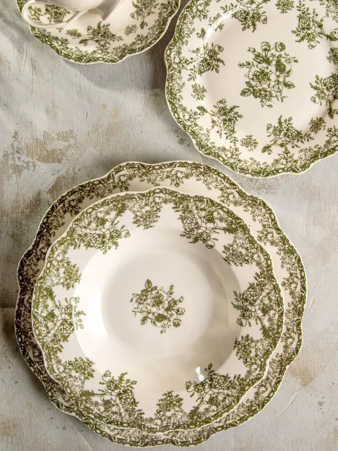 Talerz LOURRY porcelanowy głęboki zielony 22 cm
