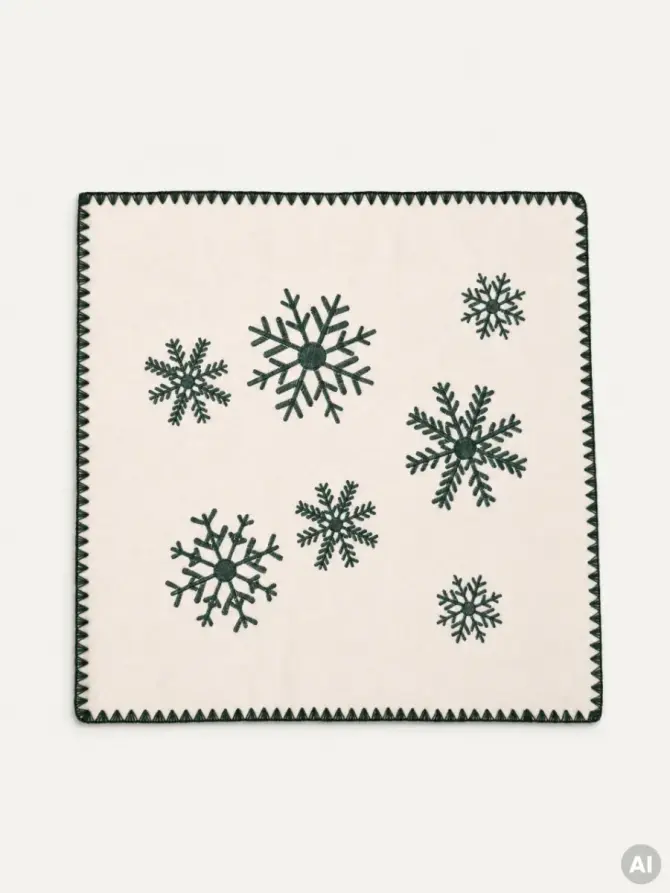 Poszewka ORIEL w zielone śnieżynki 45x45 cm