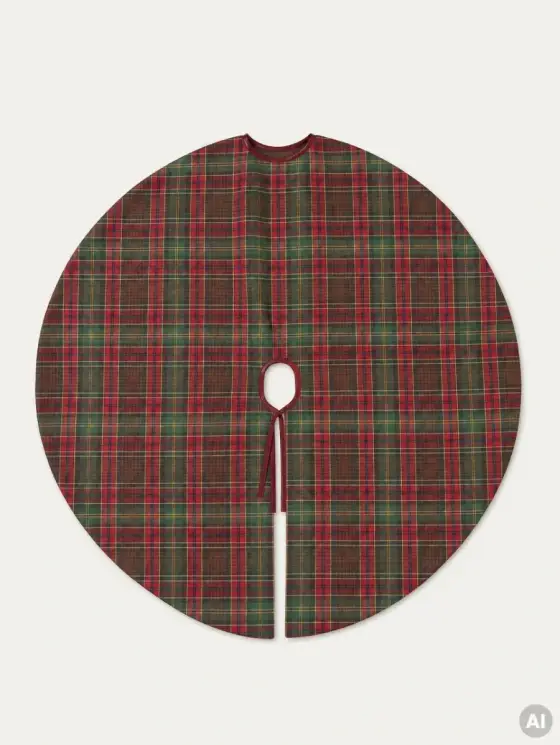 Mata choinkowa TARTAN czerwona 120 cm