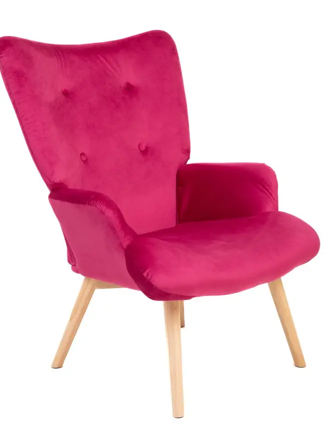 Fotel MOSS welurowy fuksjowy 70x55x95 cm