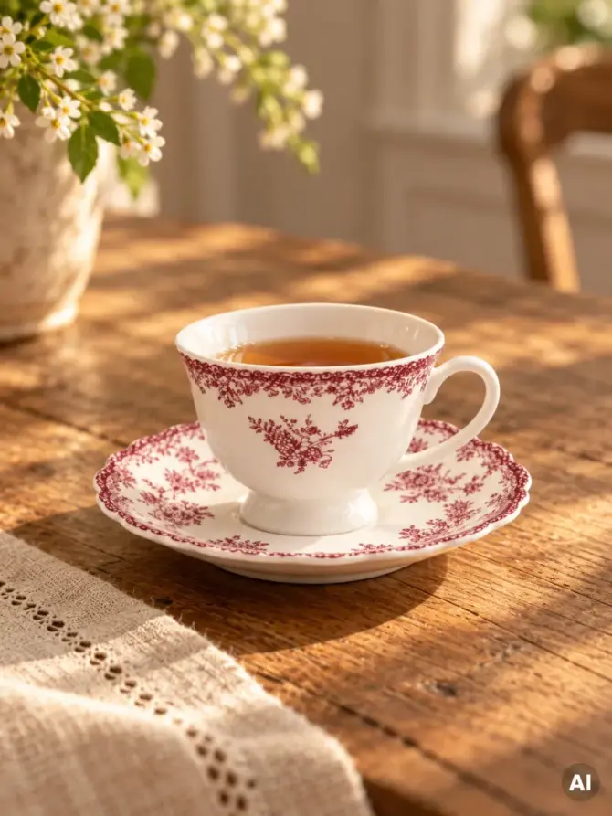 Filiżanka ze spodkiem LOURRY porcelanowa czerwona 0,08 l