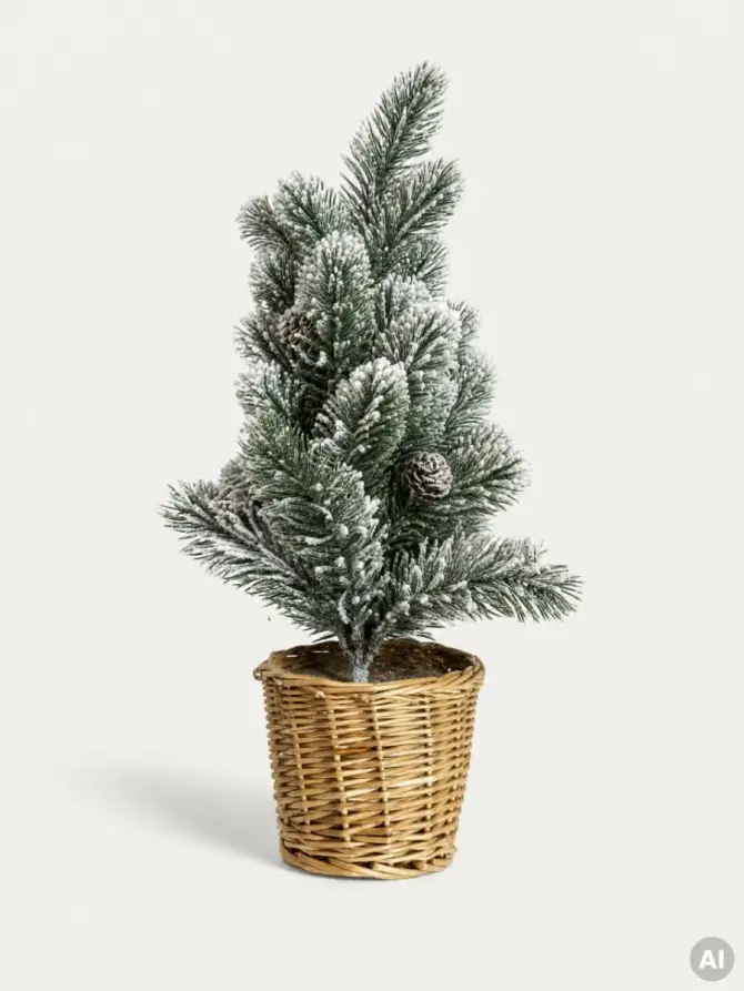 Choinka ATTIS ośnieżona w ratanowej doniczce 36 cm