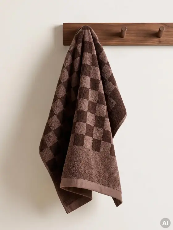 Ręcznik RANCHI w ciemnobrązową kratkę 70x130 cm