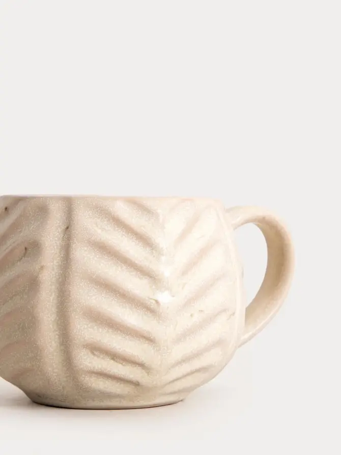 Kubek ALMOS porcelanowy baryłka w jodełkę 0,25 l