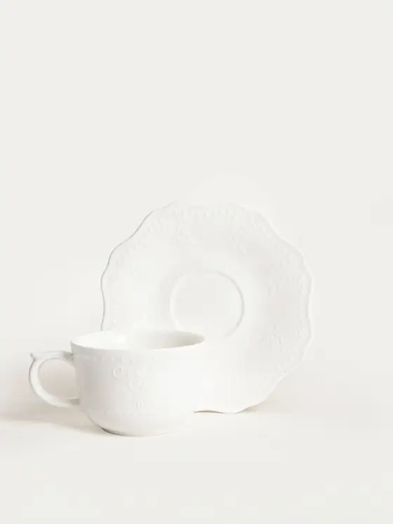 Filiżanka ze spodkiem VISTAL porcelanowa biała 0,2 l