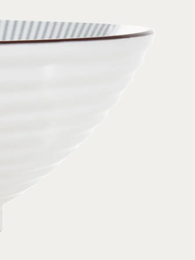 Miska SALADO porcelanowa w paski z brązowym rantem 20,5 cm