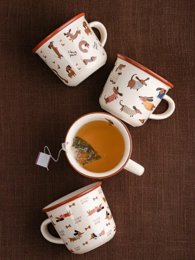 Kubek BOOP porcelanowy w jamniki w sweterku 0,3 l