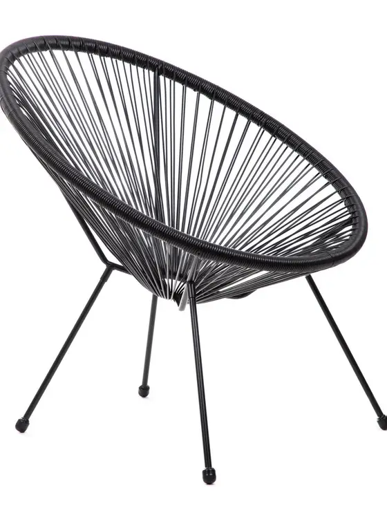 Fotel ACAPULCO FIESTA z okrągłej linki technorattan czarny 70x73x80 cm
