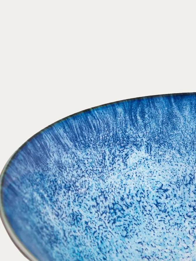 Miska SALADO porcelanowa niebieska z brązowym rantem 20,5 cm