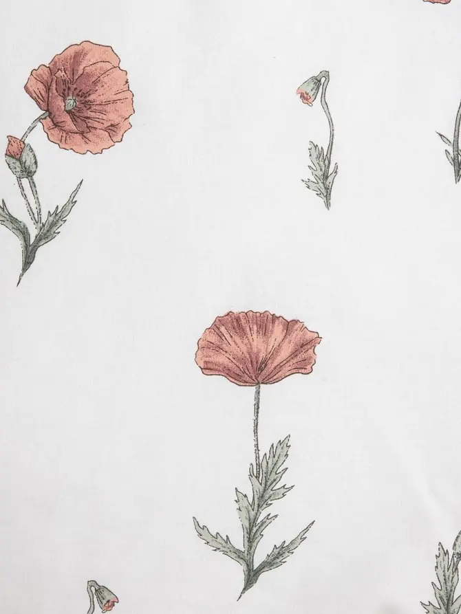Pościel MEADOW FLOWERS bawełniana w maki z czerwoną lamówką 160x200 + 2*50x60 cm