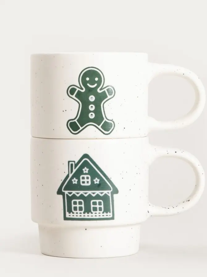 Zestaw kubków BELLVE porcelanowych z domkiem i ciastkiem 2 szt. 0,3 l