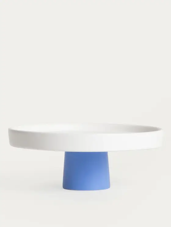 Patera AFFI biała z granatową nóżką 24x9 cm