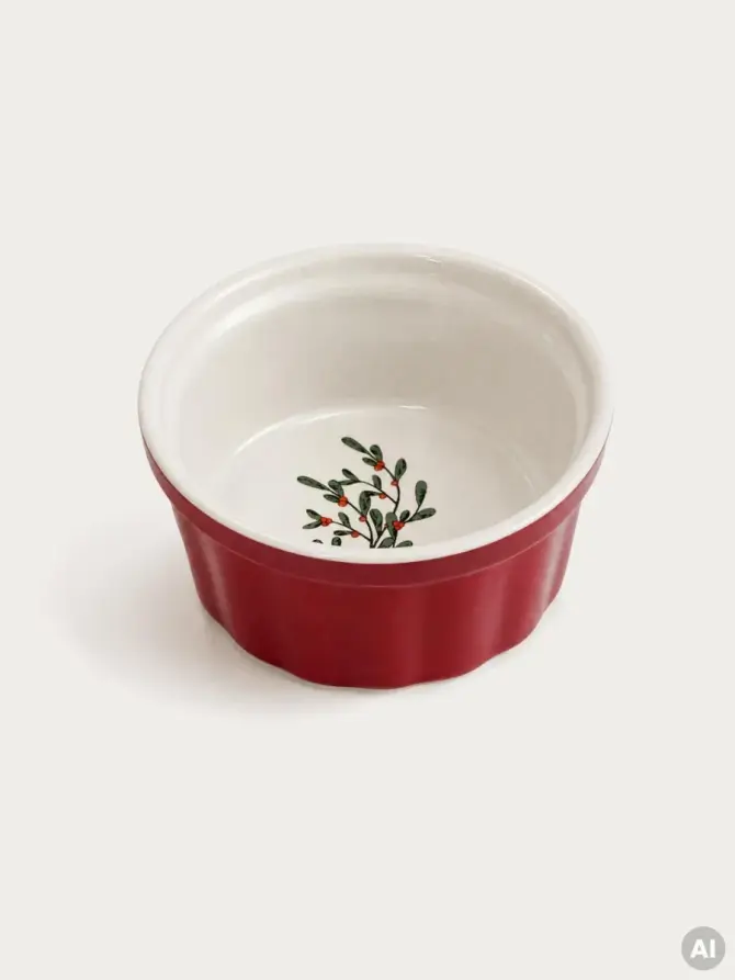Ramekin MISTELLA czerwony z jemiołą 1szt., 9,5cm