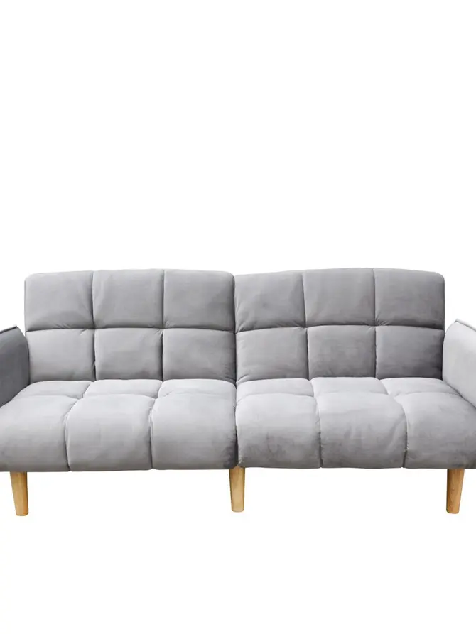 Sofa SONUS 3-osobowa, z funkcją spania, welurowa szara 195x91x83 cm