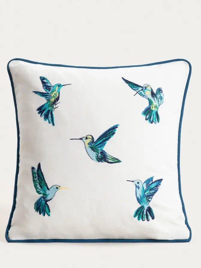 Poszewka COLIBRI z haftowanymi kolibrami 45x45cm