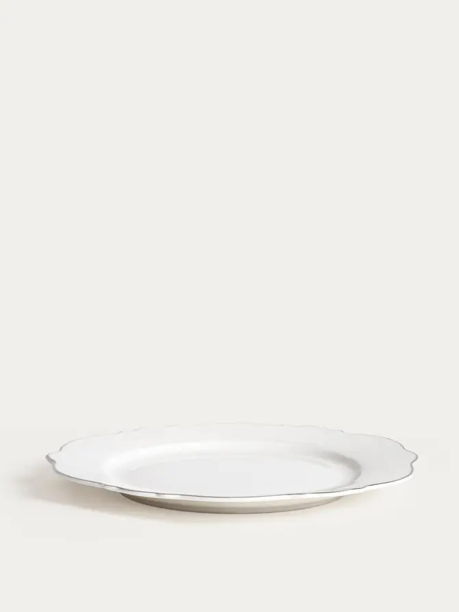 Talerz ELORIA porcelanowy obiadowy ze srebrnym rantem 27 cm