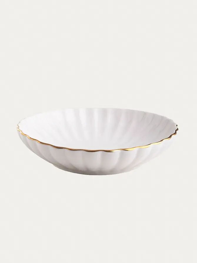 Talerz MELIDA porcelanowy głęboki ze złotą obwódką 20 cm