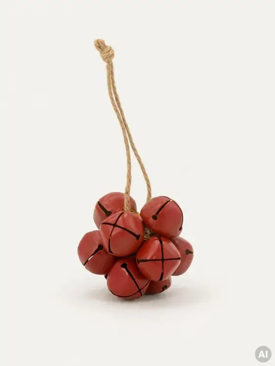 Zawieszka BEELO kula z metalowych dzwonków czerwona 8 cm