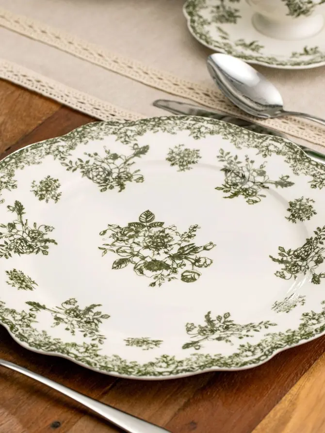 Talerz LOURRY porcelanowy obiadowy zielony 27 cm