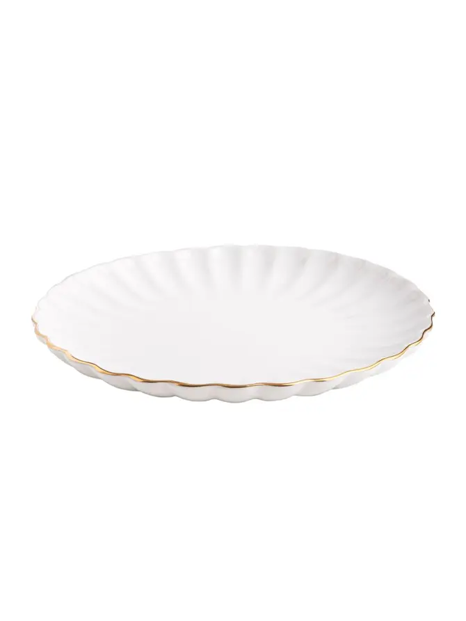 Talerz MELIDA porcelanowy obiadowy ze złotą obwódką 27 cm