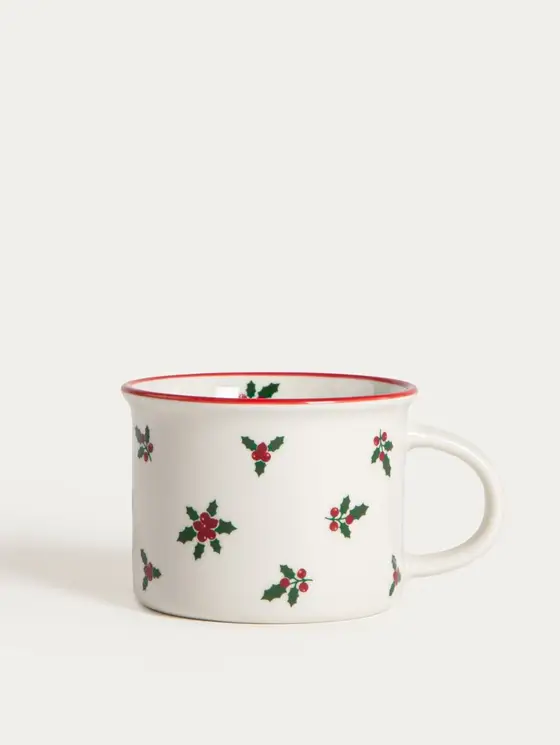 Zestaw kubków CANPI porcelanowych z ostrokrzewem, 4 szt. 0,15 l