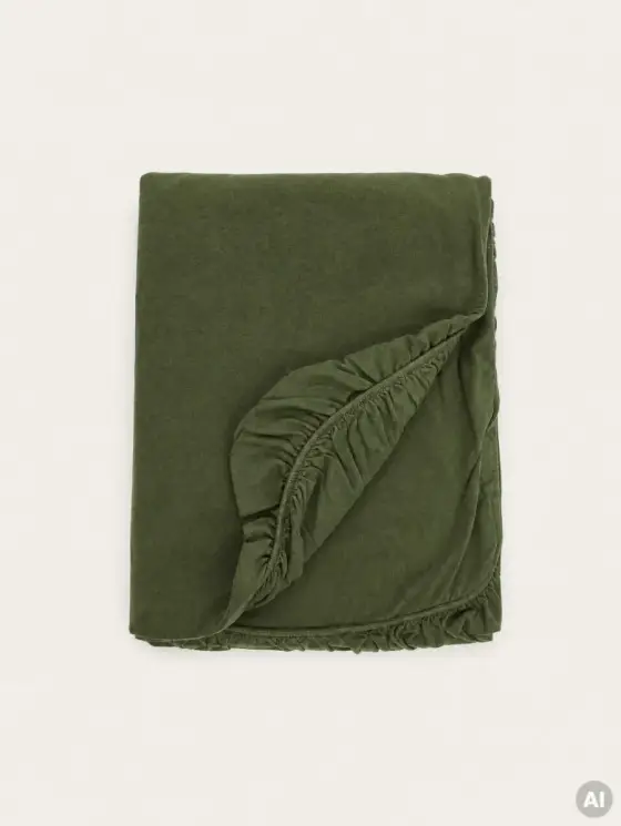 Prześcieradło TOVI flanelowe oliwkowe 180x200 cm