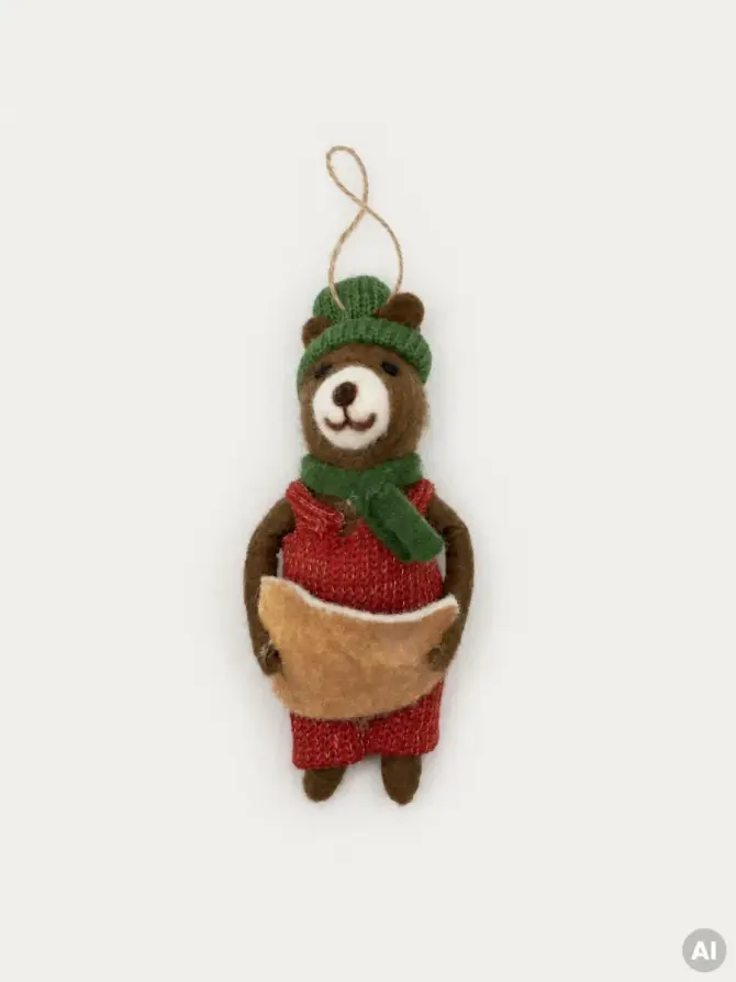Zawieszka PETTIES filcowa miś z książką 5x4x13,5 cm