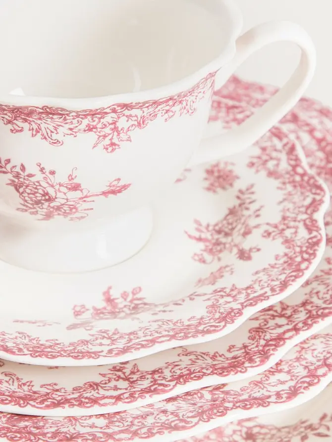 Talerz LOURRY porcelanowy głęboki czerwony 22 cm