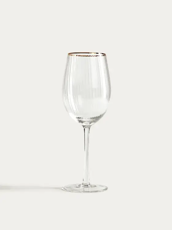 Zestaw kieliszków LYNN do wina ryflowanych transparentnych ze złotym rantem 4 szt. 0,5 l