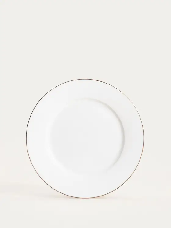 Talerz AUROO porcelanowy deserowy ze złotą obwódką 19 cm
