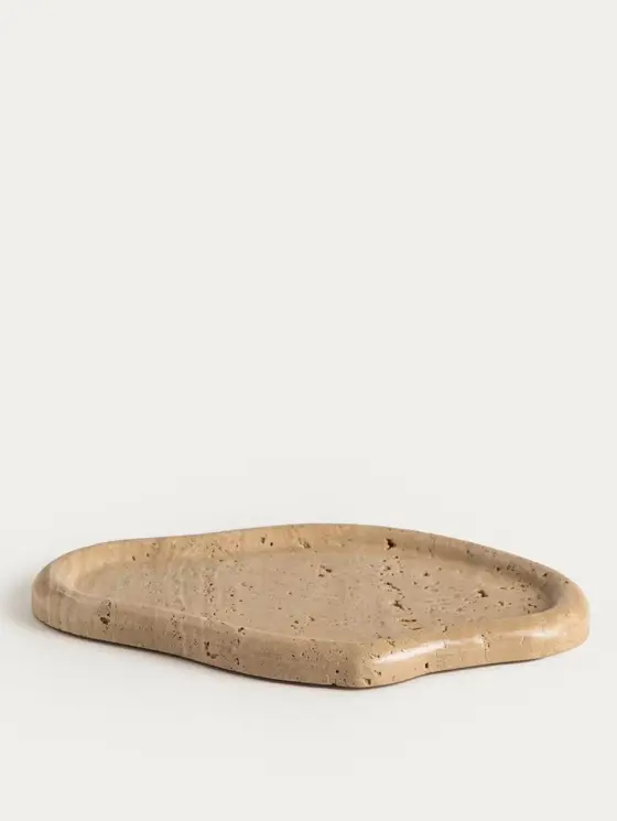 Taca dekoracyjna MARMURI nieregularna z trawertynu 23x15x1,5 cm