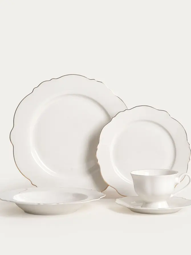 Filiżanka ze spodkiem ELORIA porcelanowa ze złotym rantem 0,2 l