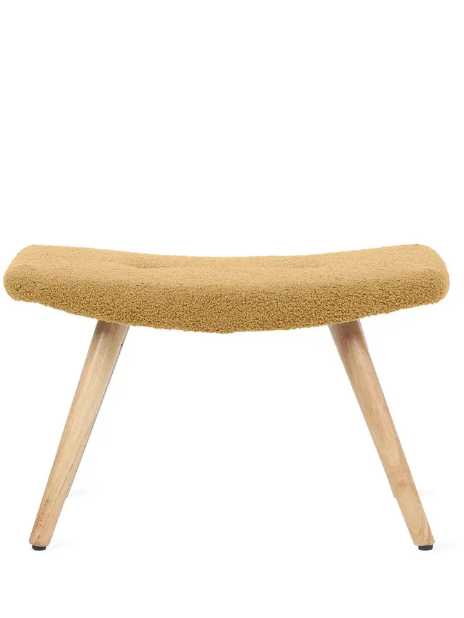 Podnóżek MOSS TEDDY BOUCLE w tkaninie TEDDY musztardowy 61x41x38 cm