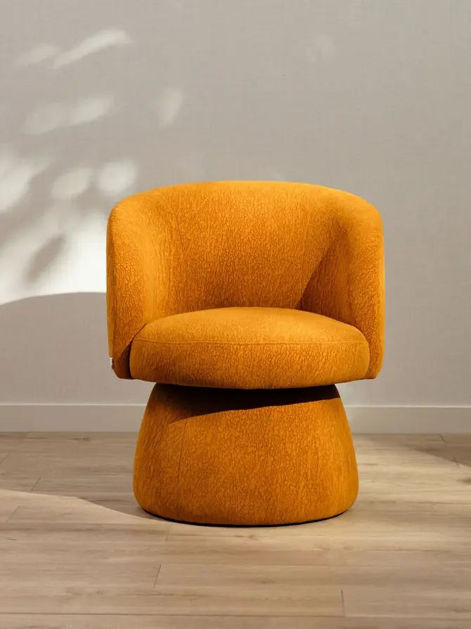 Fotel CONFORT obrotowy musztardowy 70x75,5x80 cm