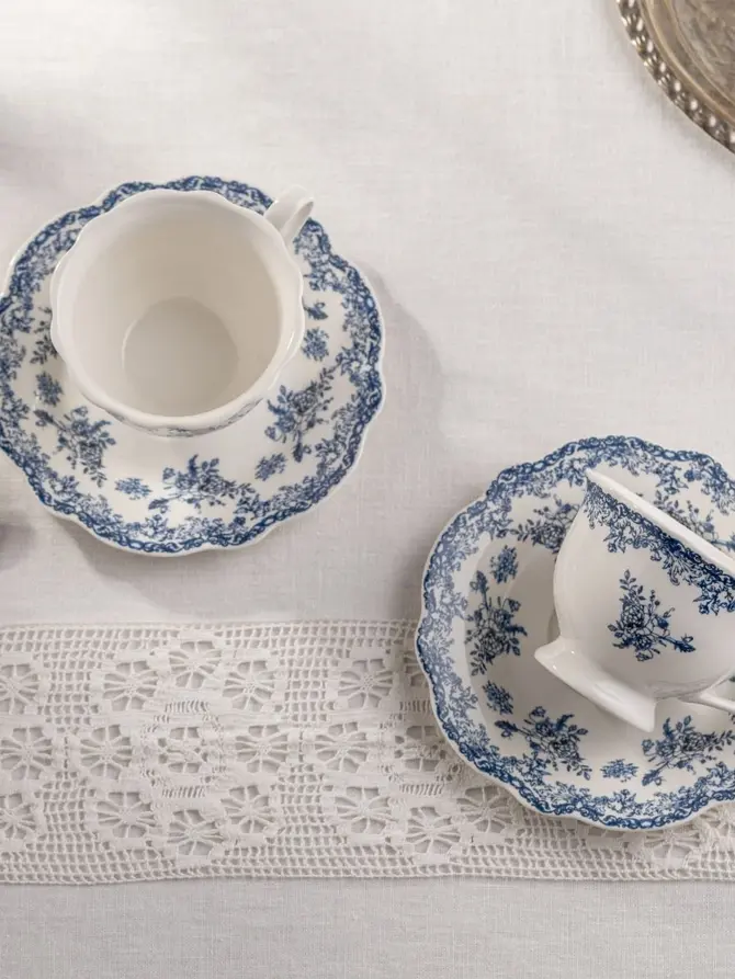Filiżanka ze spodkiem LOURRY porcelanowa granatowa 0,2 l