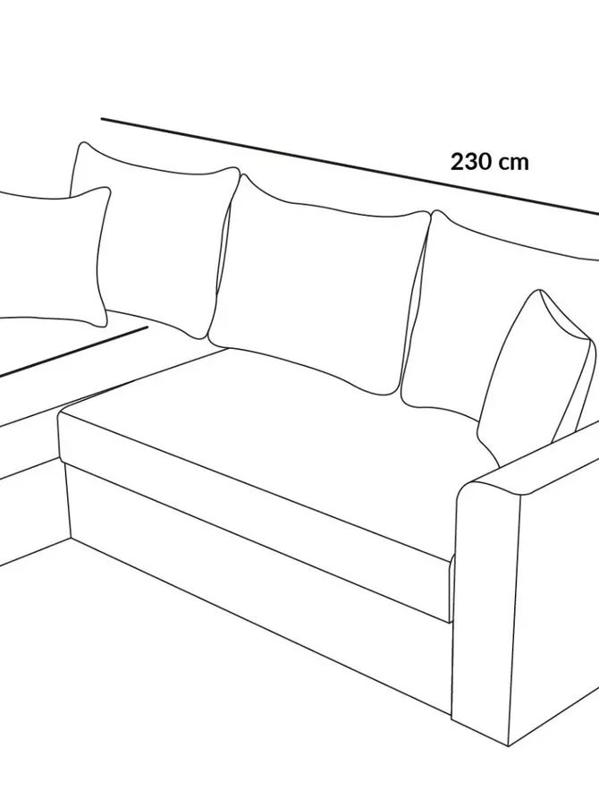 Narożnik FLOKI zielony z funkcją spania i pojemnikiem na pościel 230x85x144 cm