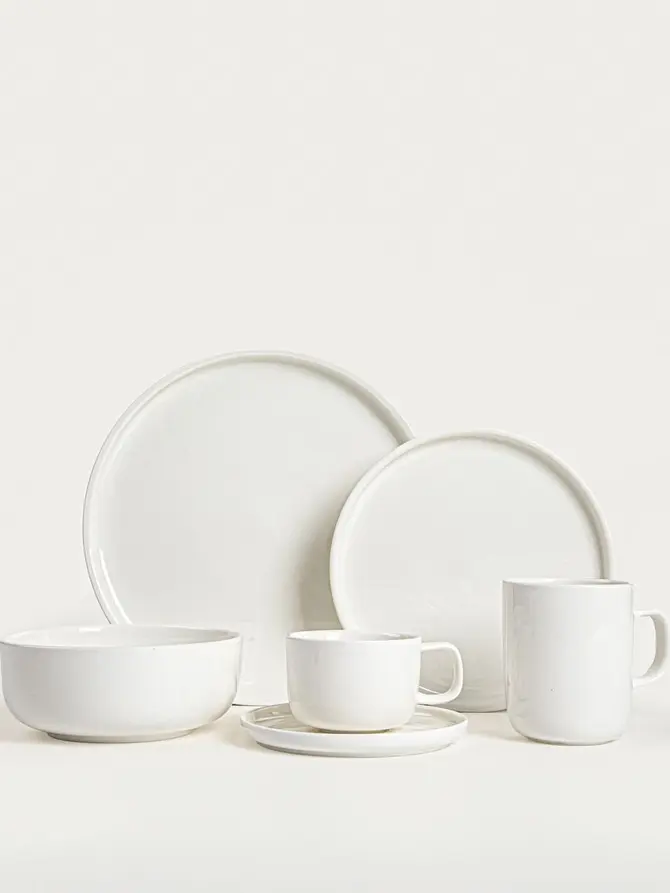 Filiżanka ze spodkiem BERGO porcelanowa biała 0,2 l