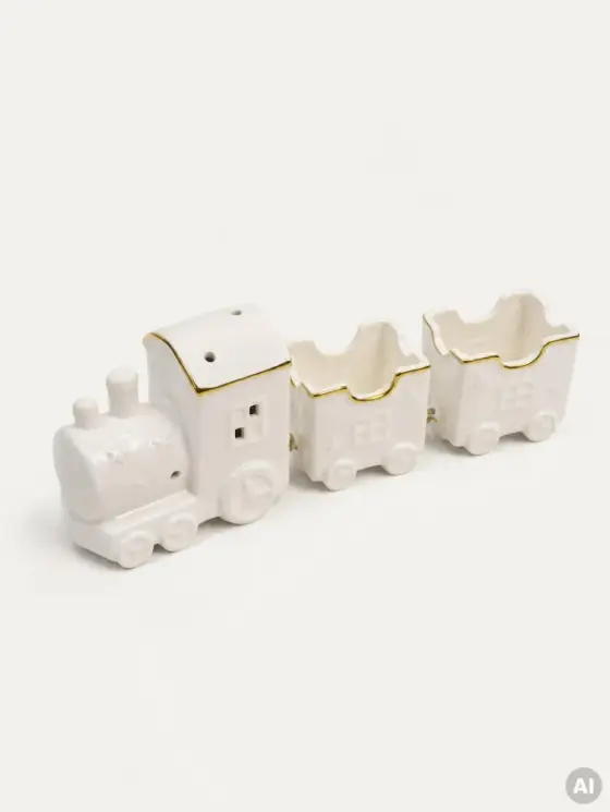 Lokomotywa LED KANIA ceramiczna biała 32x6,7x10 cm