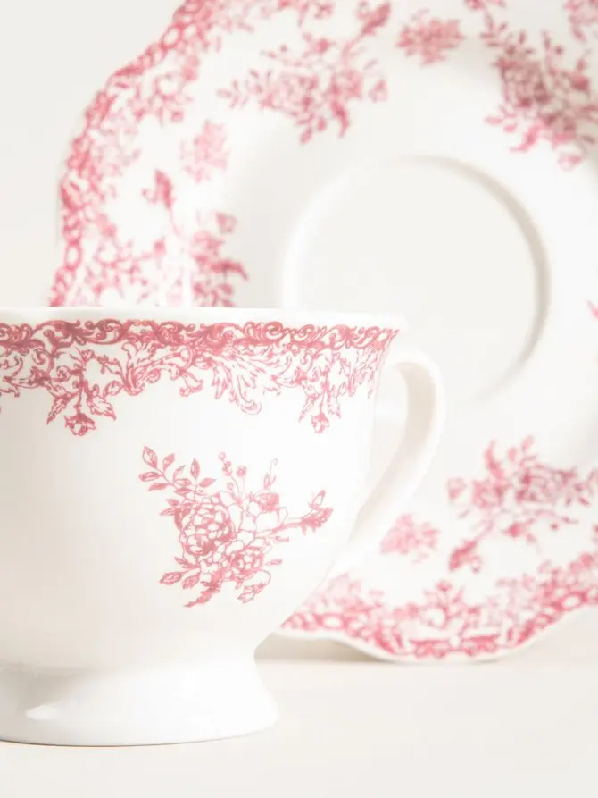 Filiżanka ze spodkiem LOURRY porcelanowa czerwona 0,2 l