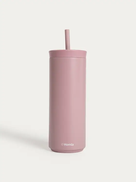 Kubek termiczny COCOA ze słomką różowy 500 ml