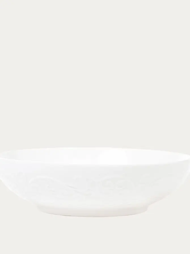 Talerz SYLIA porcelanowy głęboki biały z ornamentem 20 cm