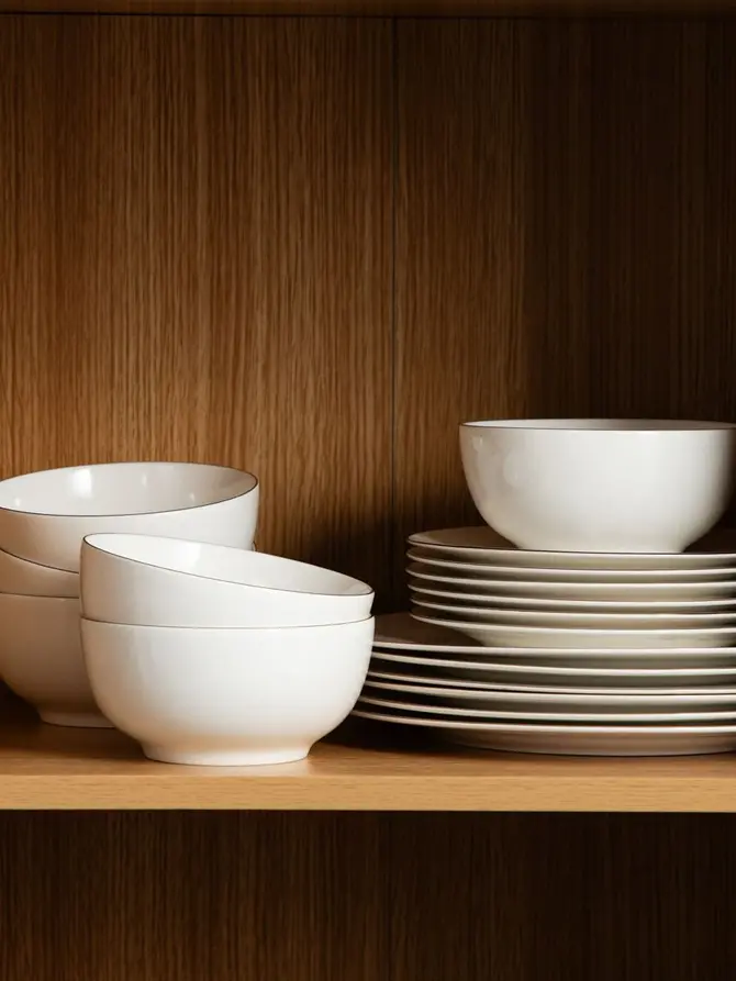 Talerz AUROO porcelanowy obiadowy ze złotą obwódką 26,5 cm