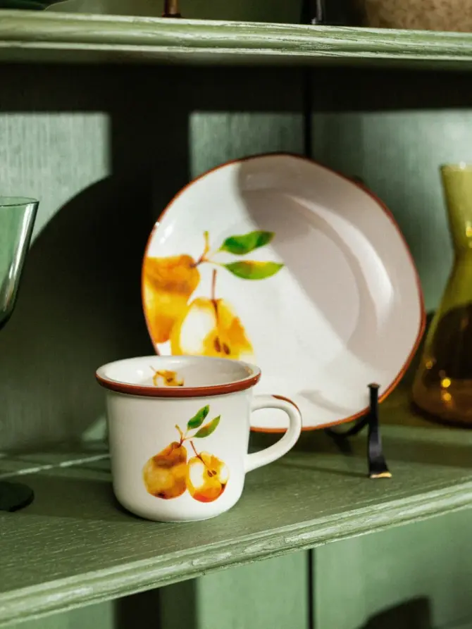 Talerz SKORD porcelanowy deserowy z gruszkami 20 cm